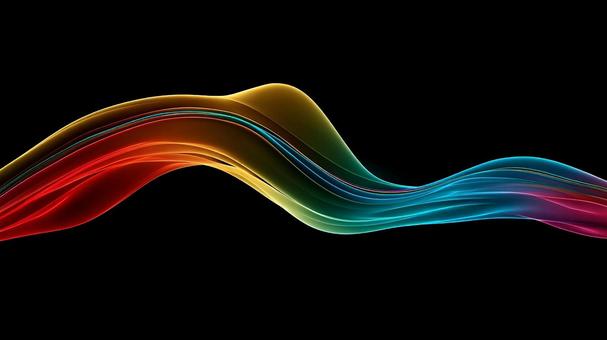 黒背景のレインボー波形の写真