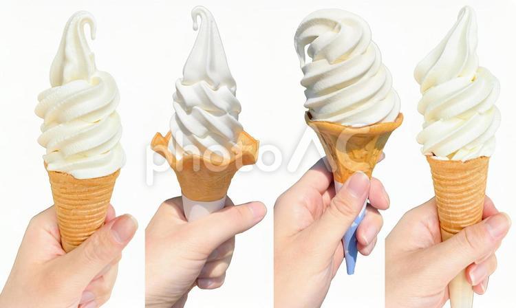 ソフトクリーム切り抜きセット ソフトクリーム,切り抜き,セットの写真素材