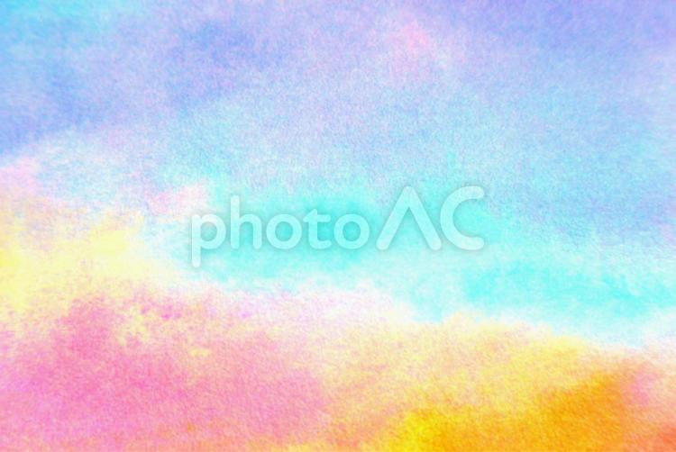 ゆめかわいい水彩風和紙 カラフル,虹,自然の写真素材