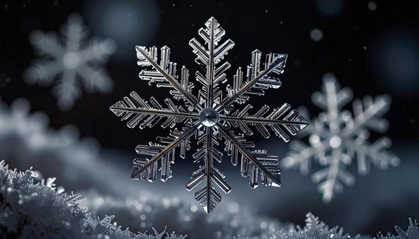 闇に浮かぶ雪の結晶 闇に浮かぶ雪の結晶の写真