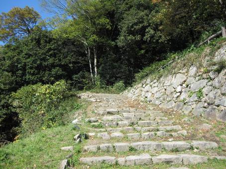 Stone steps to Yamagami-no-maru at Tottori Castle, JPG