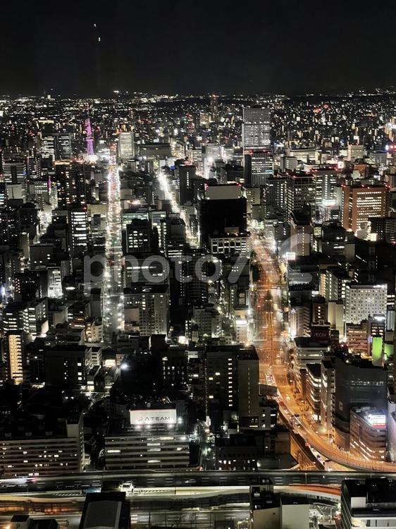 スカイプロムナードから見た名古屋の夜景 スカイプロムナード,夜景,名古屋夜景の写真素材