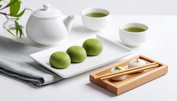 抹茶の和菓子 抹茶の和菓子の写真