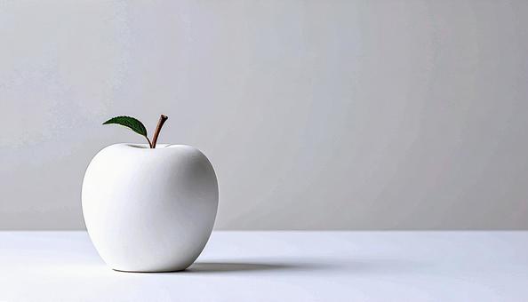 真っ白なりんご、陶器のオーナメント 真っ白なりんご、陶器のオーナメントの写真