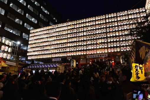 酉の市の花園神社 酉の市,花園神社,提灯の写真素材