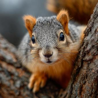 愛らしい目をした野生のリスの写真