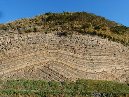 伊豆大島　地層大切断面　アップ 地層大切断面,バームクーヘン,伊豆大島の写真素材