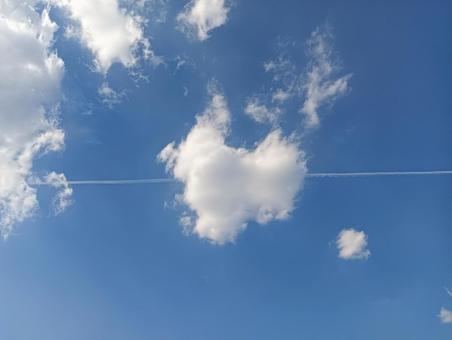 飛行機雲 飛行機雲 飛行機雲,空,雲の写真素材