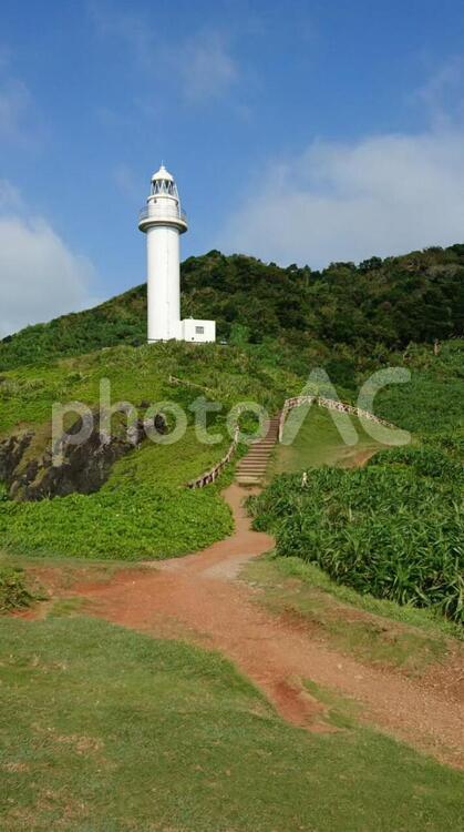 石垣島の白い灯台 風景,旅,草の写真素材