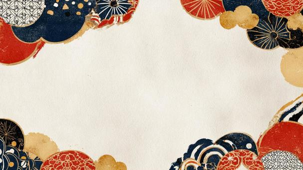 和柄の円と雲背景 和柄の円と雲背景の写真