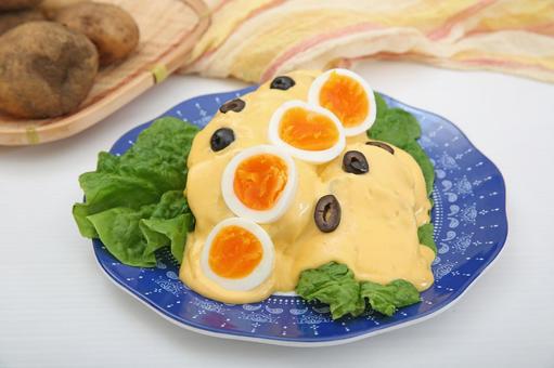 パパアラワンカイーナ パパアラワンカイーナ,ジャガイモ,チーズソースの写真素材