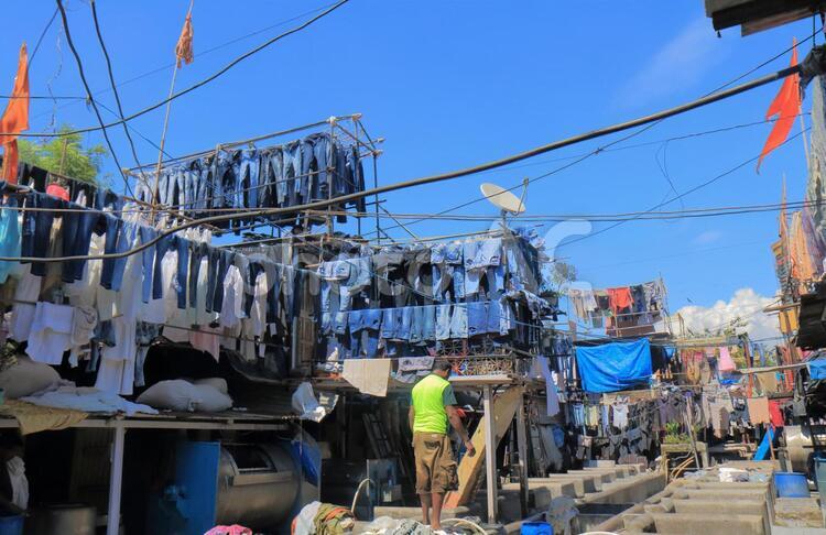 インド　ボンベイのドービーガートの洗濯風景 インド,ドービーガート,洗濯の写真素材