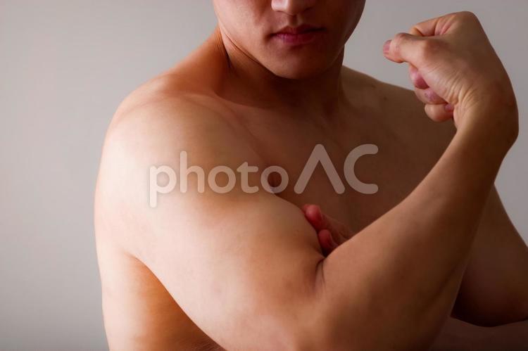 たくましい男性の上腕 筋肉,筋力トレーニング,マッチョの写真素材