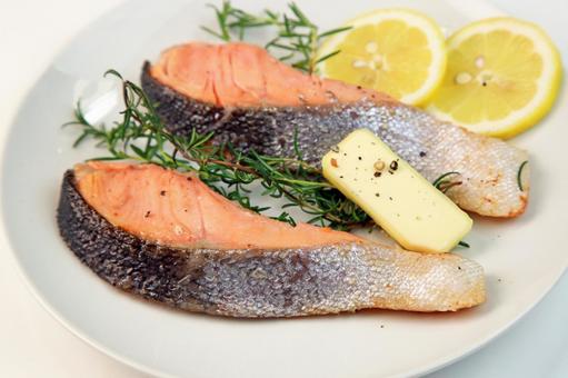 Photo, muniel, salmon, grilled salmon with butter, 