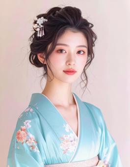 浴衣姿の日本人女性のポートレイト 浴衣姿の日本人女性のポートレイトの写真