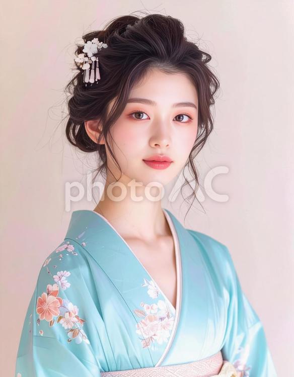 浴衣姿の日本人女性のポートレイト 女性,着物,振袖の写真素材