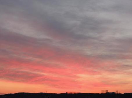 空 夕焼け オレンジ 空 夕焼け オレンジの写真