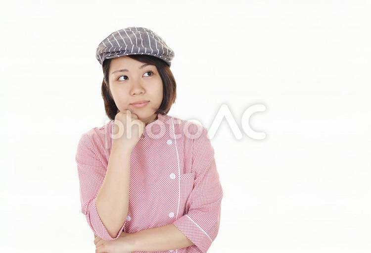 考えるウェイトレス 女性,仕事,ビジネスの写真素材