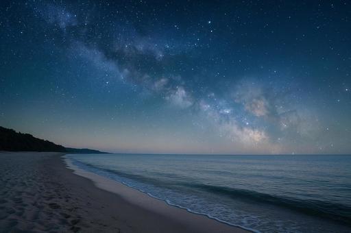 海辺の満天の星空 海辺の満天の星空の写真