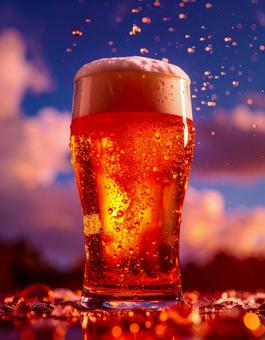 空背景のビール 空背景のビールの写真