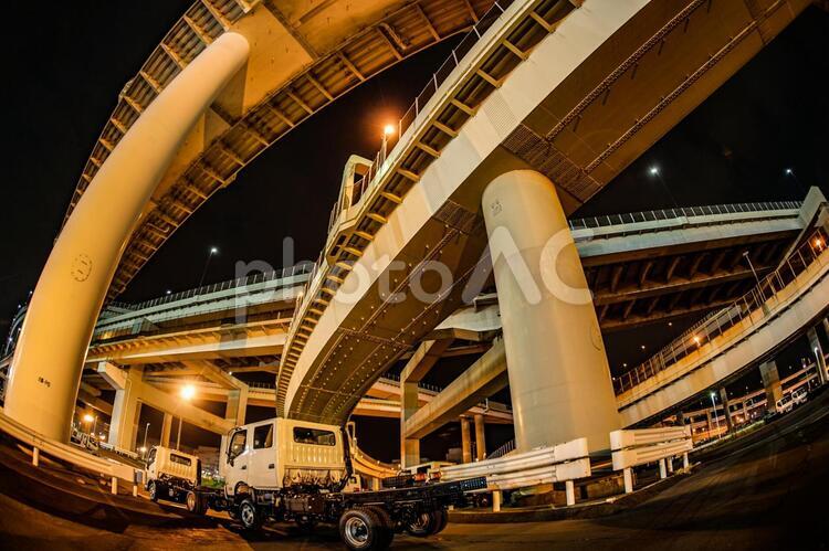 首都高速湾岸線・大黒ジャンクション（横浜市鶴見区） 大黒ジャンクション,首都高速湾岸線,湾岸線の写真素材
