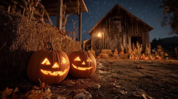 ハロウィン カボチャのランタンの写真