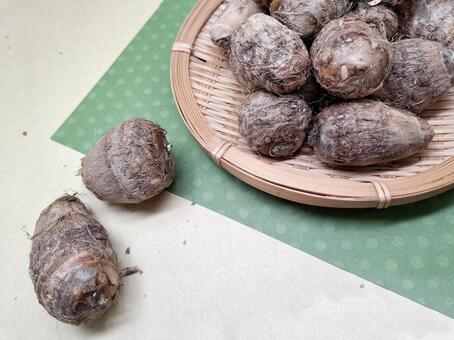里芋_和紙バック_5 秋,野菜,里芋の写真素材