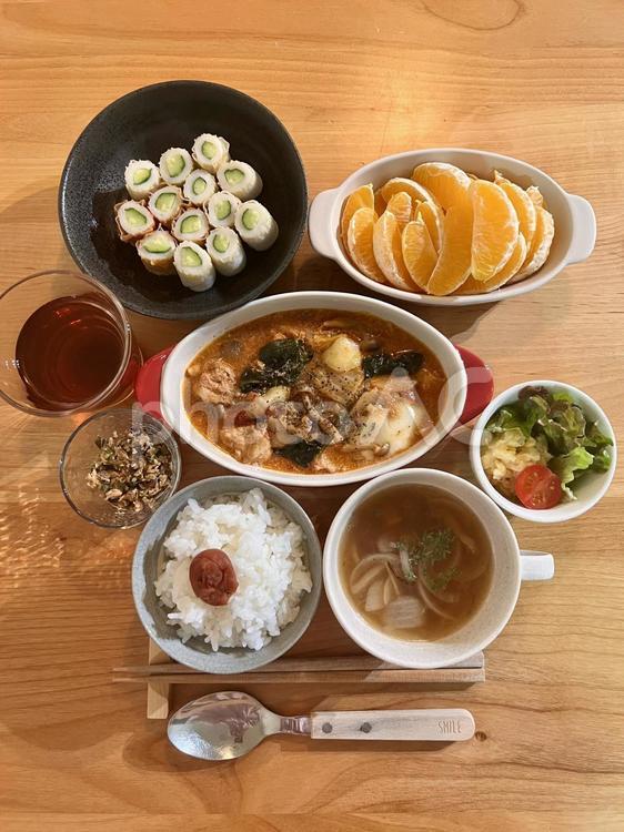 豚トマモッツァのクリーム煮定食 食事,ご飯,夕食の写真素材