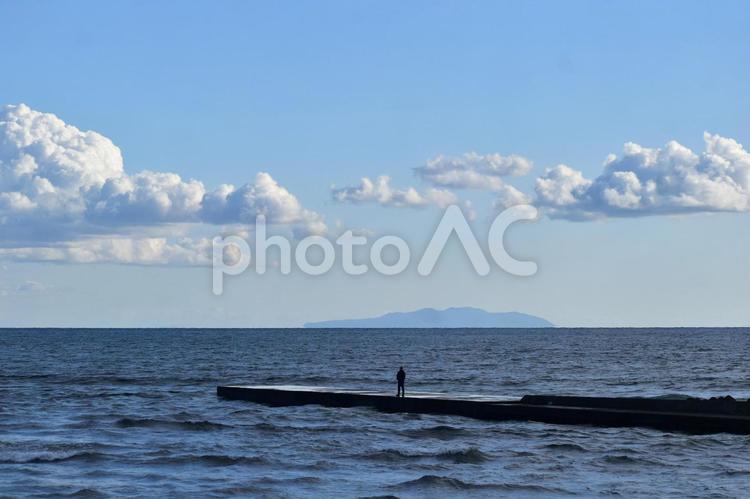 湘南・海辺のシルエット 湘南,海,海辺の写真素材