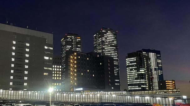 夜のあるビル群　R710A夜 ビル,ビル群,夜の写真素材