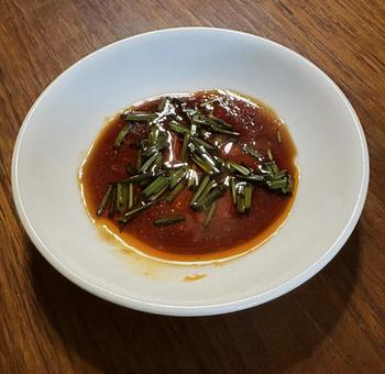 R7.11.09　ラー油ニラ醤油たれ 餃子のたれ,ラー油,ニラ醤油の写真素材