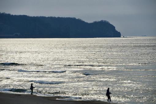 海と釣り人 海,大きな海,釣りの写真素材