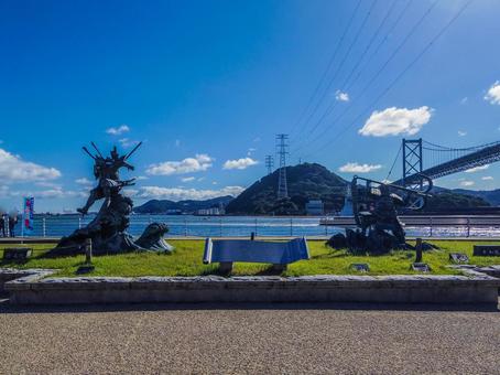 【山口県】下関市・壇之浦古戦場跡 壇之浦古戦場跡,みもすそ川公園,関門海峡の写真素材