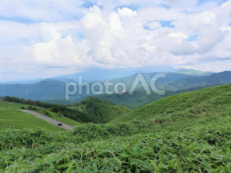 夏のビーナスラインと緑の山々 ビーナスライン,夏,緑の写真素材
