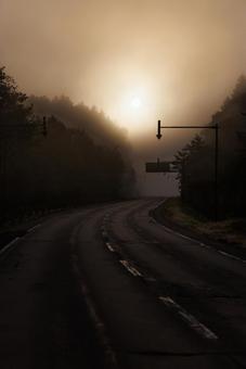 霧と道路 霧と道路の写真