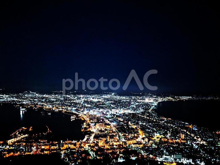 函館の夜景（ハイコントラスト） 函館,函館山,北海道の写真素材