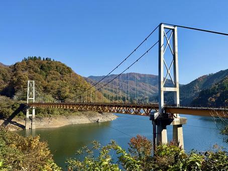 九頭竜川夢のかけはし　箱ヶ瀬橋　福井県秋の写真