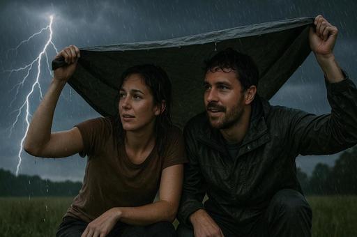 雷雨の中の人物 雷雨の中の人物の写真
