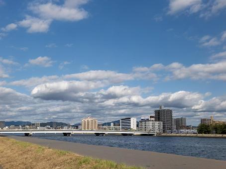 広島 広島市,太田川,橋の写真素材