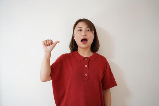 手話-指文字-あ 若い女性,微笑み,30代の写真素材