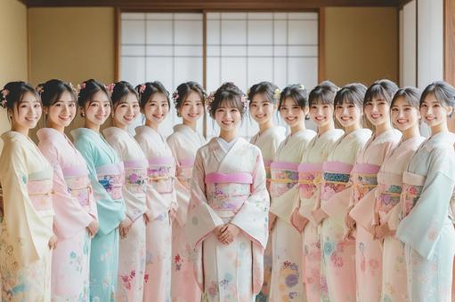 着物姿の女性たちのイメージ 着物姿の女性たちのイメージの写真