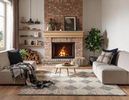 暖炉のあるリビング２の写真