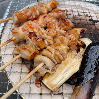 七輪 しりちん,バーベキュー,焼き鳥の写真素材