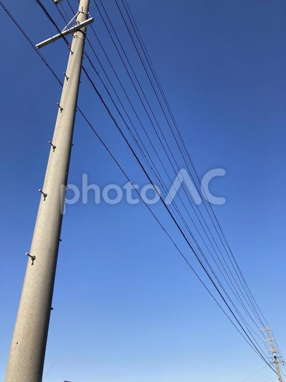 電信柱と電線 電信柱,電線,青空の写真素材