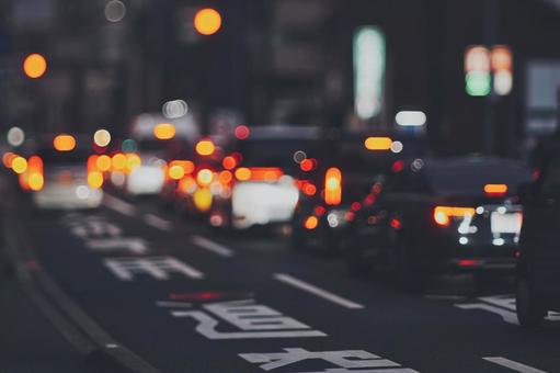 夜の渋滞道路ぼかし風景 夜の渋滞道路ぼかし風景 夜,車,渋滞の写真素材