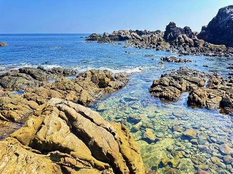 海岸　夏の海 海岸,夏の海,磯の写真素材