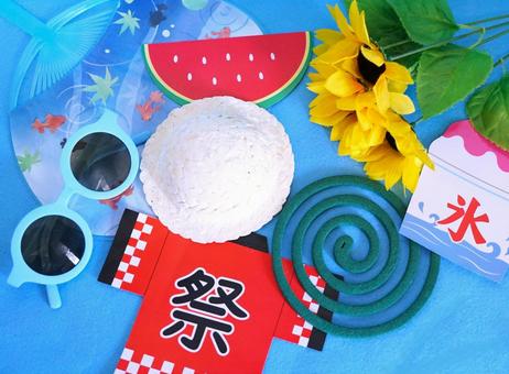 夏の想い出(俯瞰) 夏の想い出(俯瞰) 夏,想い出,団扇の写真素材