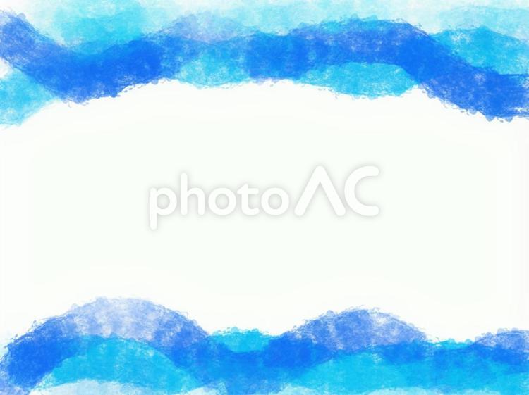 ブルー系の手描き波状の抽象画 抽象,手描き,波状の写真素材