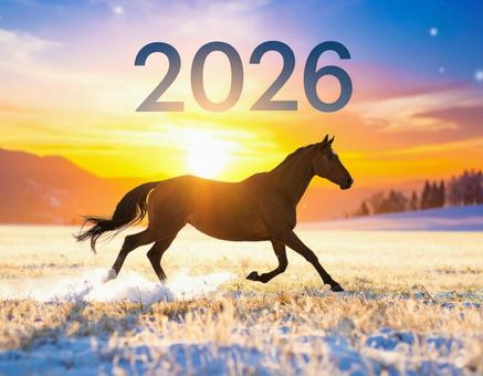 朝日に駆ける草原の馬 朝日に駆ける草原の馬の写真