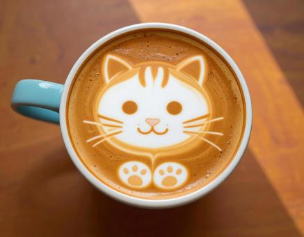 猫のラテアート 猫のラテアートの写真